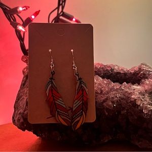 Multicolor feather earrings